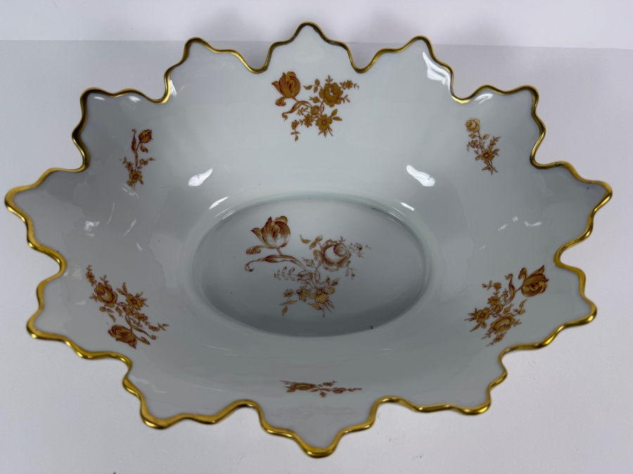 Limoges France Hand-painted Porcelain Serving Bowl 12W X 9D X 4.25H [Photo 2]