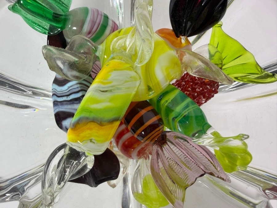 Vintage Crystal Bowl Filled With Murano Art Glass Candies 6W X 3H [Photo 3]