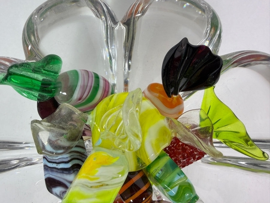 Vintage Crystal Bowl Filled With Murano Art Glass Candies 6W X 3H [Photo 5]