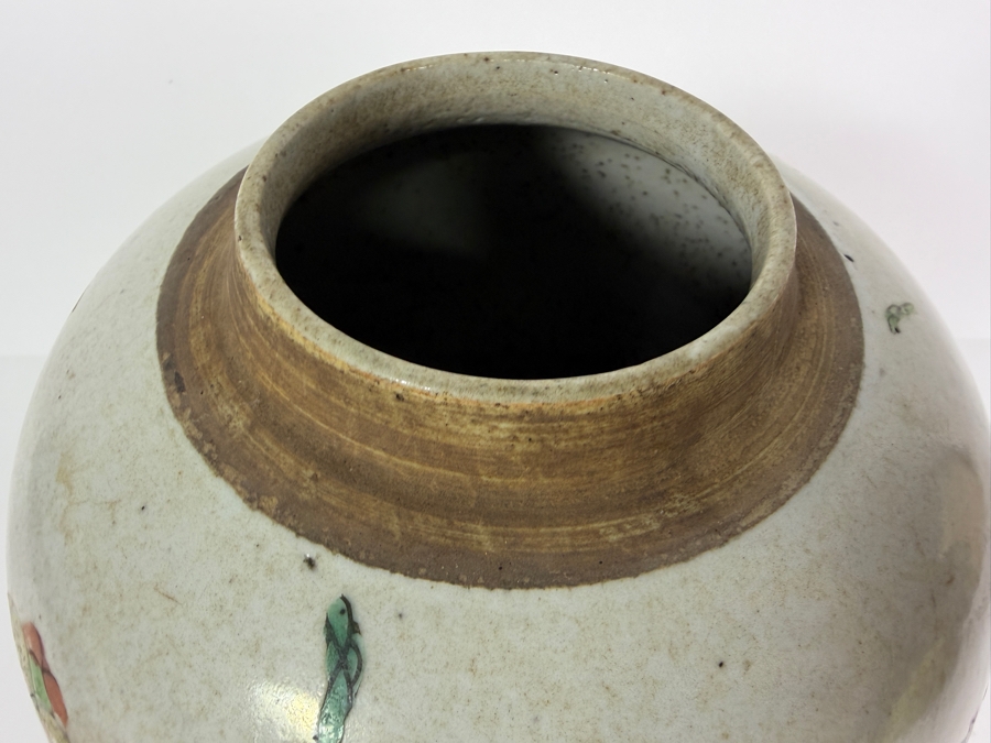 Antique Chinese Porcelain Ginger Jar With Carved Wooden Lid And Stand 8.5'H [Photo 10]