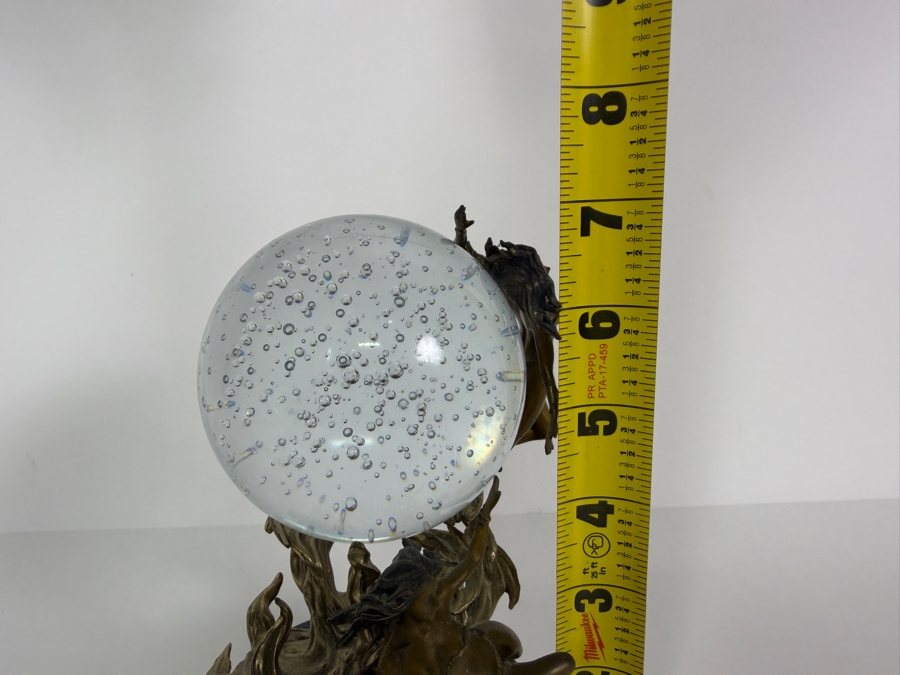 Just Added - Franklin Mint Passions Of The Future Bronze Female Nymphs Sculpture With Controlled Bubble Glass Ball By Julie Bell 7'H [Photo 5]
