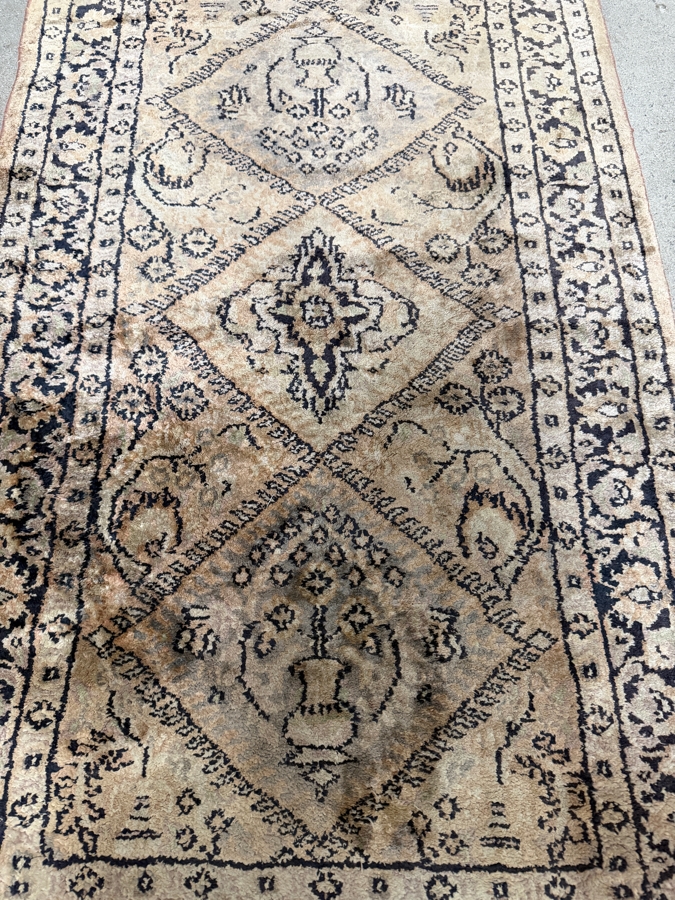 Just Added - Vintage Silk Blend Hand Knotted Oriental Rug With Floral Border 24' x 42' [Photo 2]