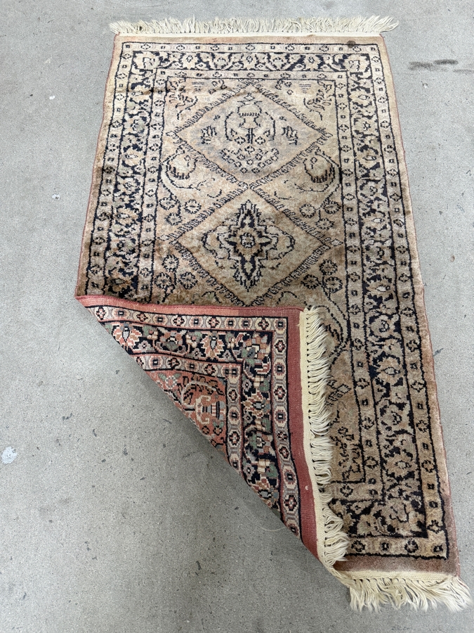 Just Added - Vintage Silk Blend Hand Knotted Oriental Rug With Floral Border 24' x 42' [Photo 5]