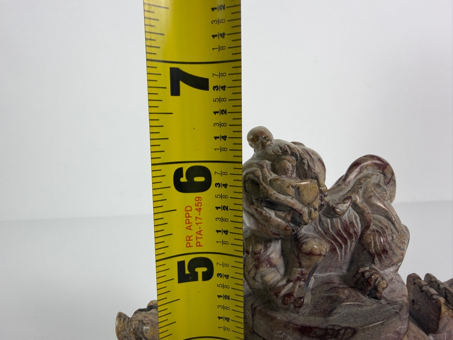 Just Added - Chinese Carved Soapstone Tripod Censer Incense Burner With Foo Dog Lid And Dragon Handles 6.25'H [Photo 9]