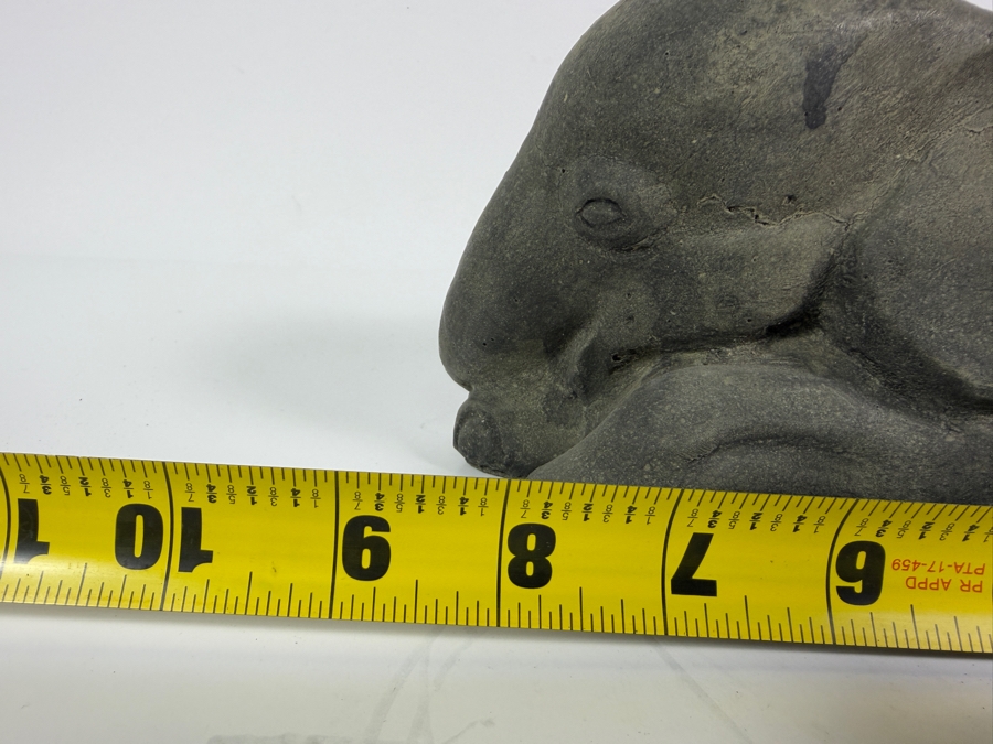 Just Added - Vintage Carved Stone Reclining Baby Elephant Garden Statue Sculpture 9'W [Photo 5]