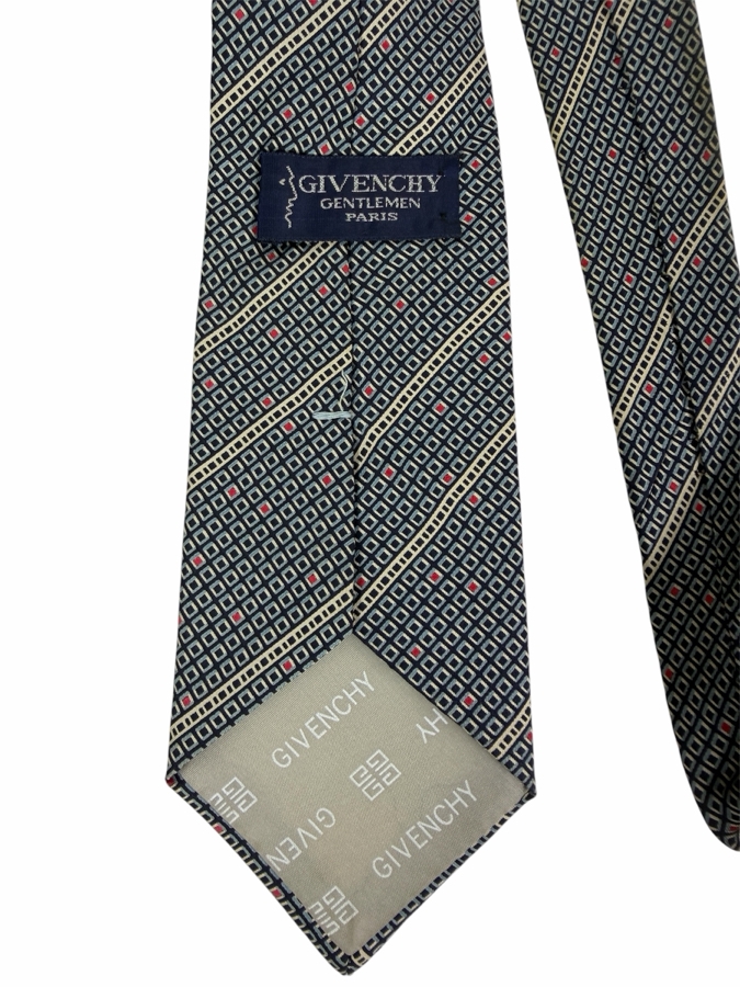 Just Added - Vintage Givenchy Gentlemen Paris Silk Necktie With Geometric Diamond Pattern  [Photo 3]