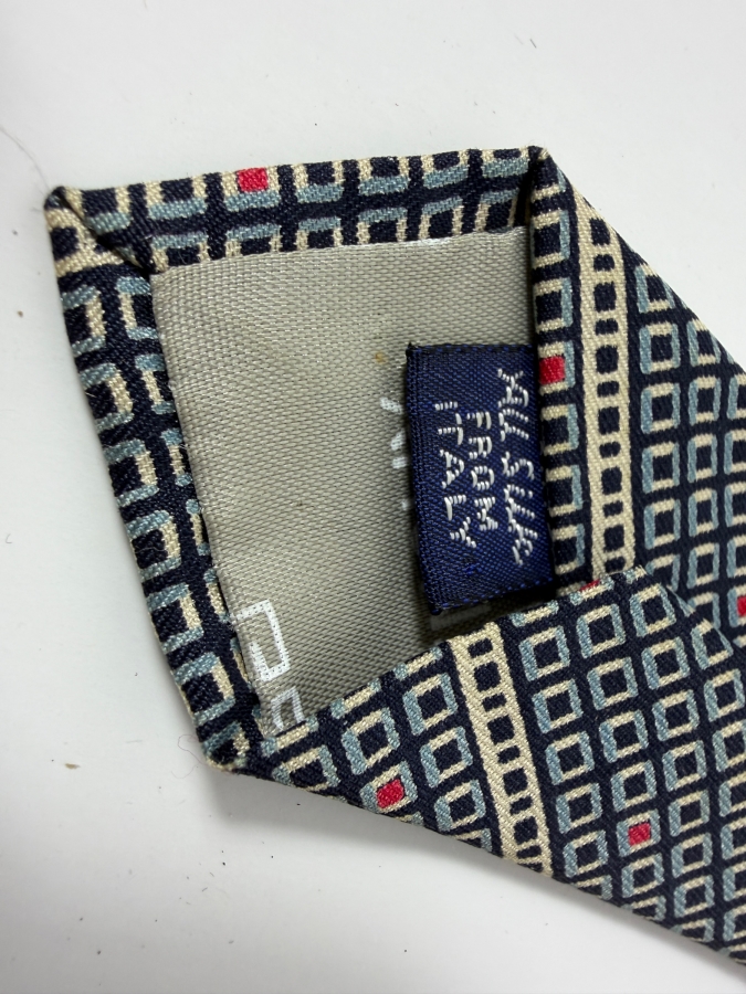 Just Added - Vintage Givenchy Gentlemen Paris Silk Necktie With Geometric Diamond Pattern  [Photo 4]