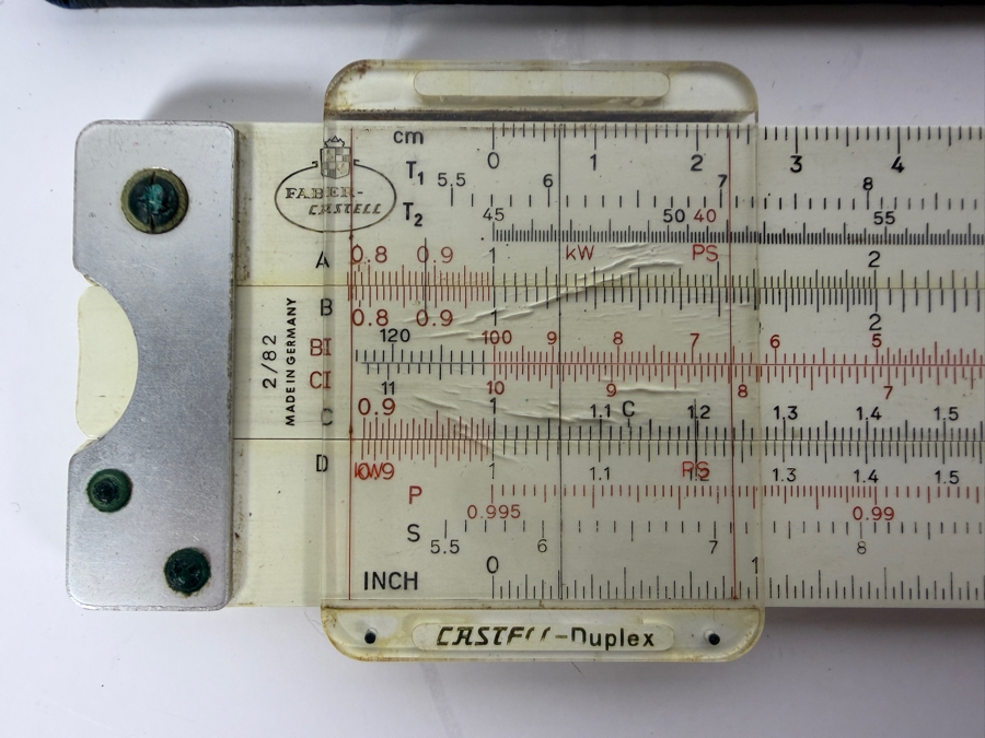 Just Added - Vintage Faber-Castell CASTELL-Duplex Model 2/82 Mathematical Slide Rule With Leather Protective Case [Photo 2]
