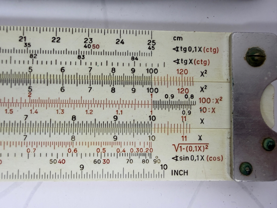 Just Added - Vintage Faber-Castell CASTELL-Duplex Model 2/82 Mathematical Slide Rule With Leather Protective Case [Photo 3]