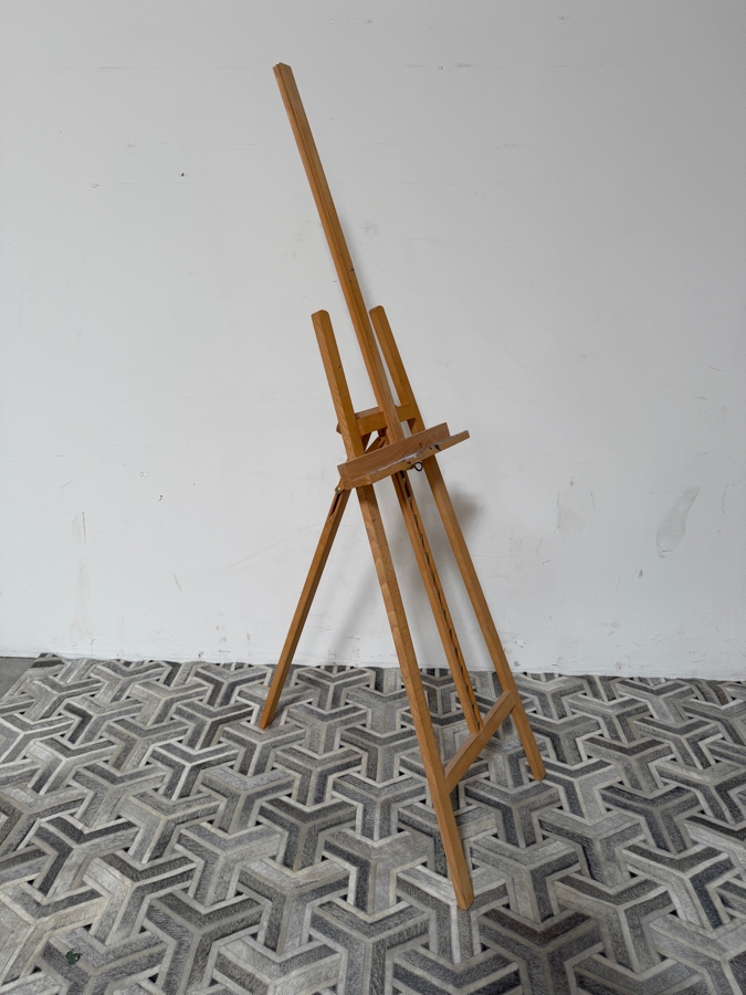 Just Added - Vintage Adjustable Beechwood Studio A-Frame Artist Easel With Brass Ratchet Track Display Stand 77'H [Photo 2]