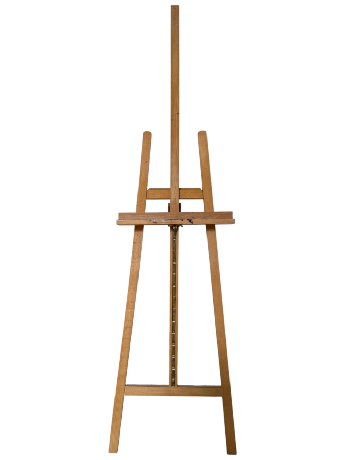 Just Added - Vintage Adjustable Beechwood Studio A-Frame Artist Easel With Brass Ratchet Track Display Stand 77'H