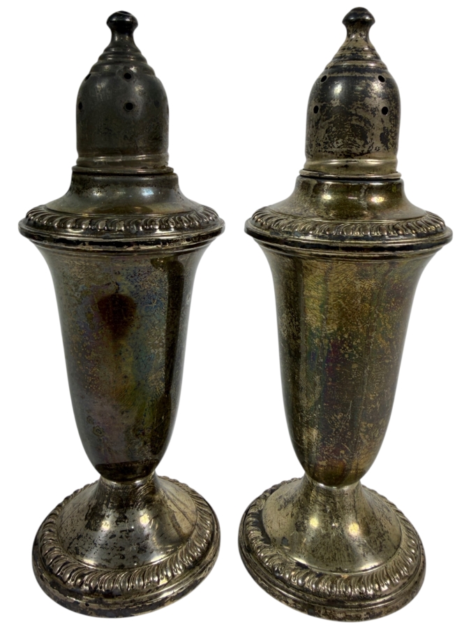 Just Added - Empire Weighted Sterling Silver Salt & Pepper Shakers 5'H
