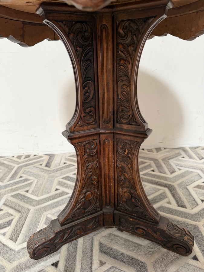 Just Added - Vintage Carved Wooden Round Side Table 25W X 25H [Photo 5]