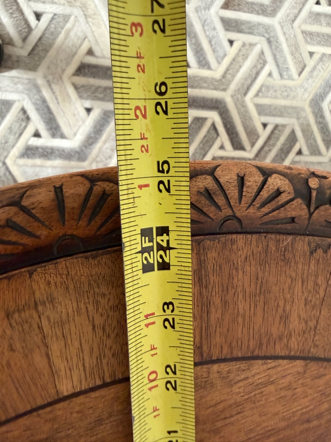Just Added - Vintage Carved Wooden Round Side Table 25W X 25H [Photo 8]