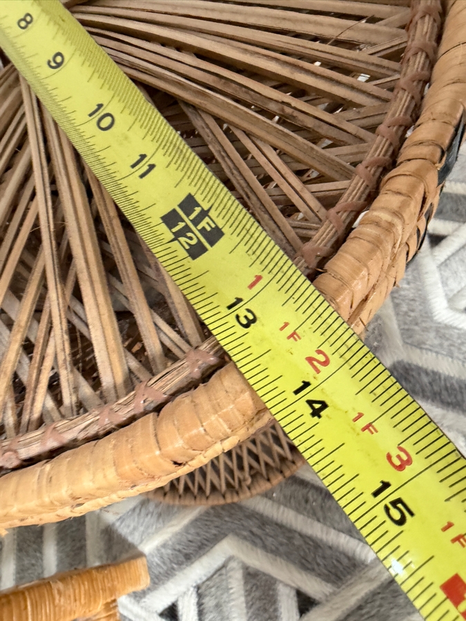 Just Added - Vintage Small Tattan Etagere 12.5W X 28H And Small Wicker Round Side Table 14W X 14H [Photo 6]