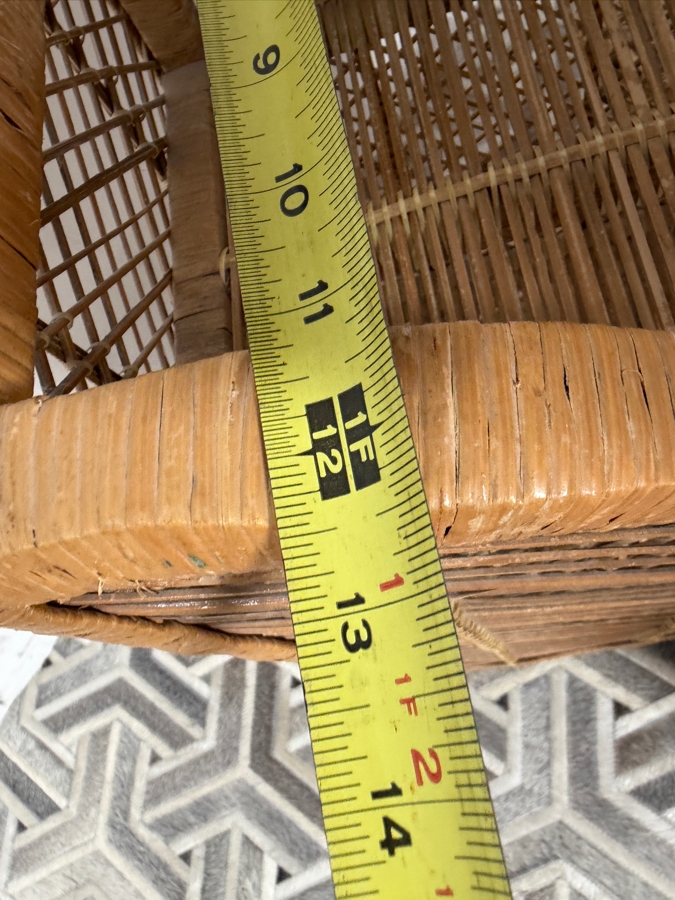 Just Added - Vintage Small Tattan Etagere 12.5W X 28H And Small Wicker Round Side Table 14W X 14H [Photo 5]