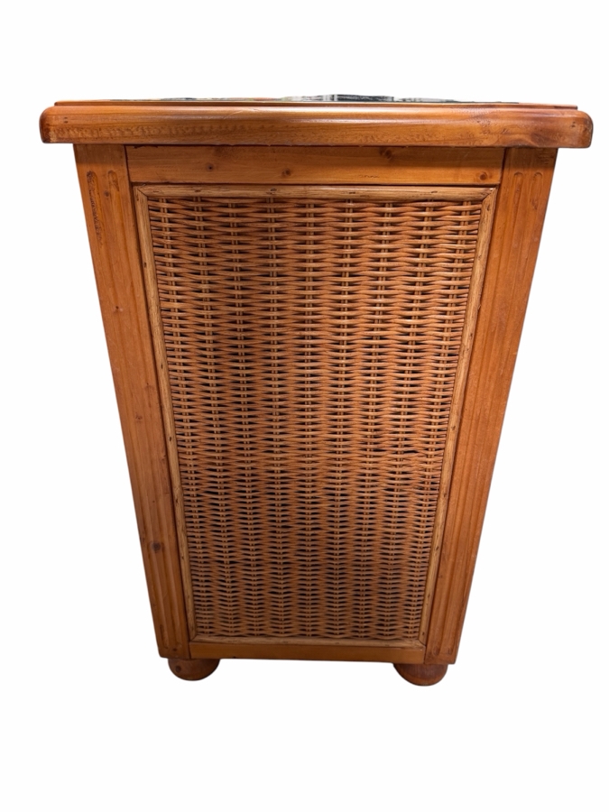 Just Added - 6-Drawer Wicker Dresser With Glass Top 58W X 18D X 31H [Photo 3]