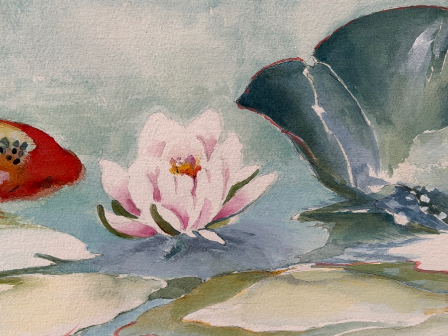 Just Added - Stunning Large Original Chinese Watercolor Painting Of Koi Fish On Paper 42 X 30 Encased In An Acrylic Framed 61.5W X 50.5H X 3D Artist Signed [Photo 6]