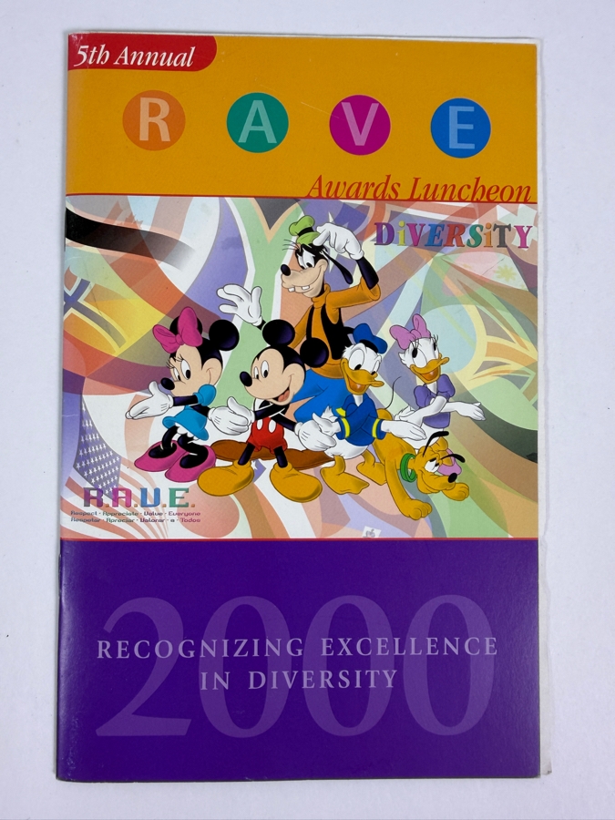 Just Added - Walt Disney Company Instructional Manuals On Disney Leadership Style, Standards Of Business Conduct, Leadership, Disney Style And The 5th Annual RAVE Awards Luncheon In 2000 Recognizing Excellence In Diversity [Photo 4]