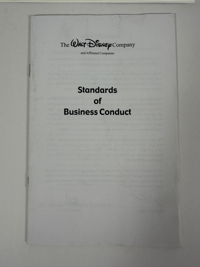Just Added - Walt Disney Company Instructional Manuals On Disney Leadership Style, Standards Of Business Conduct, Leadership, Disney Style And The 5th Annual RAVE Awards Luncheon In 2000 Recognizing Excellence In Diversity [Photo 3]
