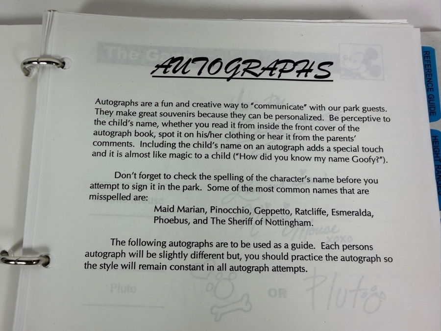 Just Added - Walt Disney World Manual For Disney Cast Members In The Character Department Showing Traits And Signatures Of Walt Disney Cast Characters [Photo 3]