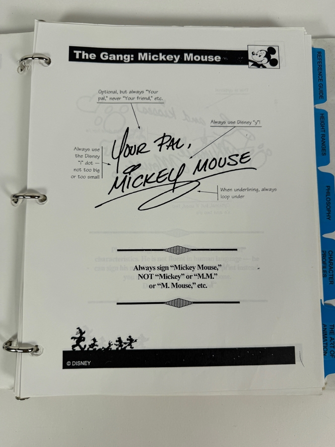 Just Added - Walt Disney World Manual For Disney Cast Members In The Character Department Showing Traits And Signatures Of Walt Disney Cast Characters [Photo 5]