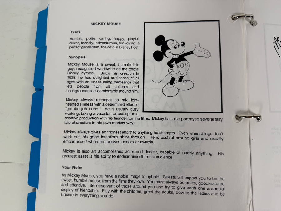 Just Added - Walt Disney World Manual For Disney Cast Members In The Character Department Showing Traits And Signatures Of Walt Disney Cast Characters [Photo 9]