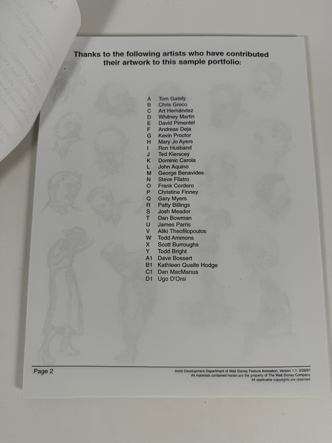 Just Added - Walt Disney Feature Animation Sample Drawing Portfolio Guide - See Photos [Photo 3]