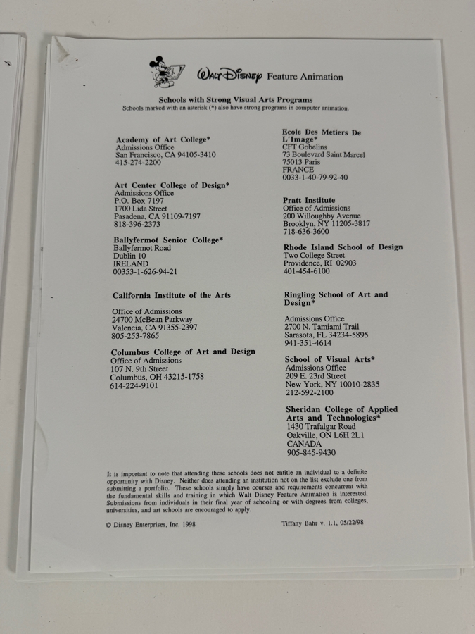 Just Added - Walt Disney Feature Animation Sample Drawing Portfolio Guide - See Photos [Photo 7]
