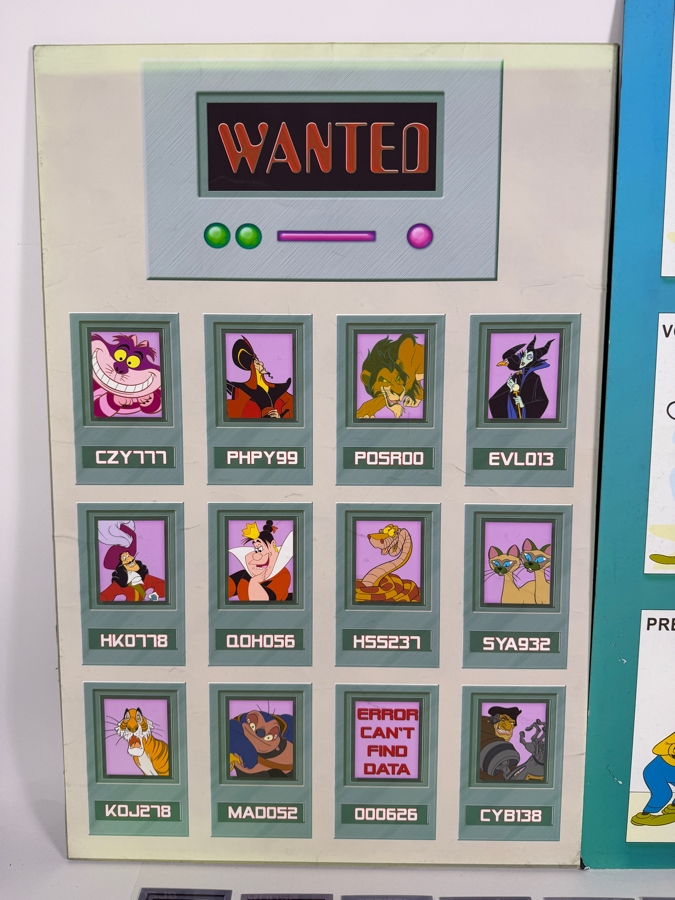 Just Added - Pair Of Walt Disney World Or Disneyland 1990s Cast Member Training Signs With (9) Character Training Cards - 20' X 30' And 18.25' X 27.5' [Photo 2]