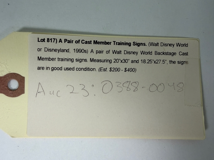 Just Added - Pair Of Walt Disney World Or Disneyland 1990s Cast Member Training Signs With (9) Character Training Cards - 20' X 30' And 18.25' X 27.5' [Photo 7]