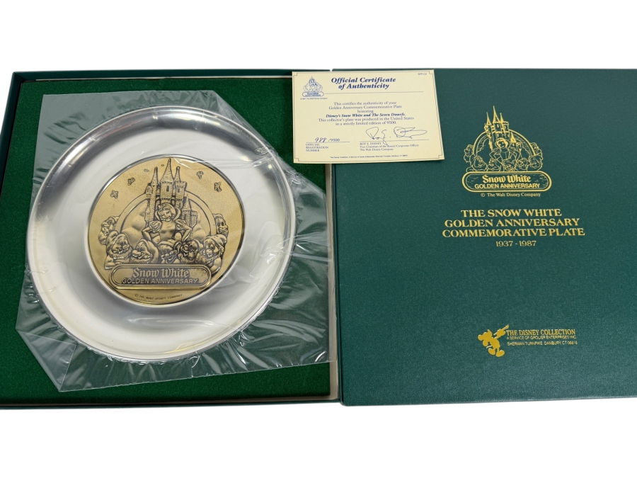 Just Added - Limited Edition 1987 Disney's Snow White And The Seven Dwarfs Collector's Plate 8.5'W With Box By Grolier Enterprises