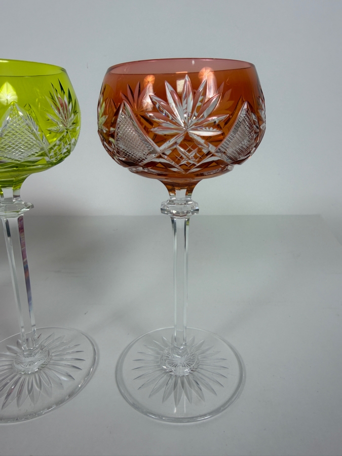 Just Added - Vintage German Nachtmann Traube Cut Crystal Decanter 12'H With (3) Vintage Saint-Lambert Cut Crystal Berncastel Pattern Stemware Glasses 7.25'H [Photo 3]