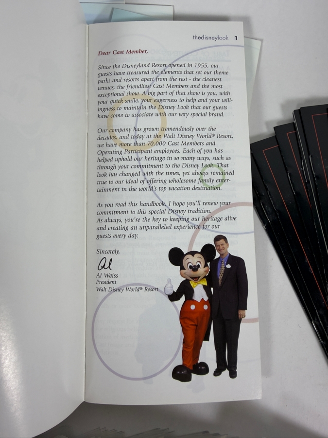 Just Added - Copies Of Walt Disney's The Disney Look Booklets, Disney Cast Member Performance Excellence Booklets And Copies Of Laminated Walt Disney World Cast Member Instructional Cards [Photo 3]