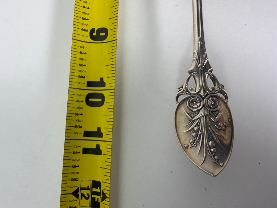 Antique Ornate Gorham Sterling Silver Cut Crumber Knife Lily Pattern 1870 11.5'L 95.9g ($217 Melt Value - Replacements Value $580) [Photo 6]