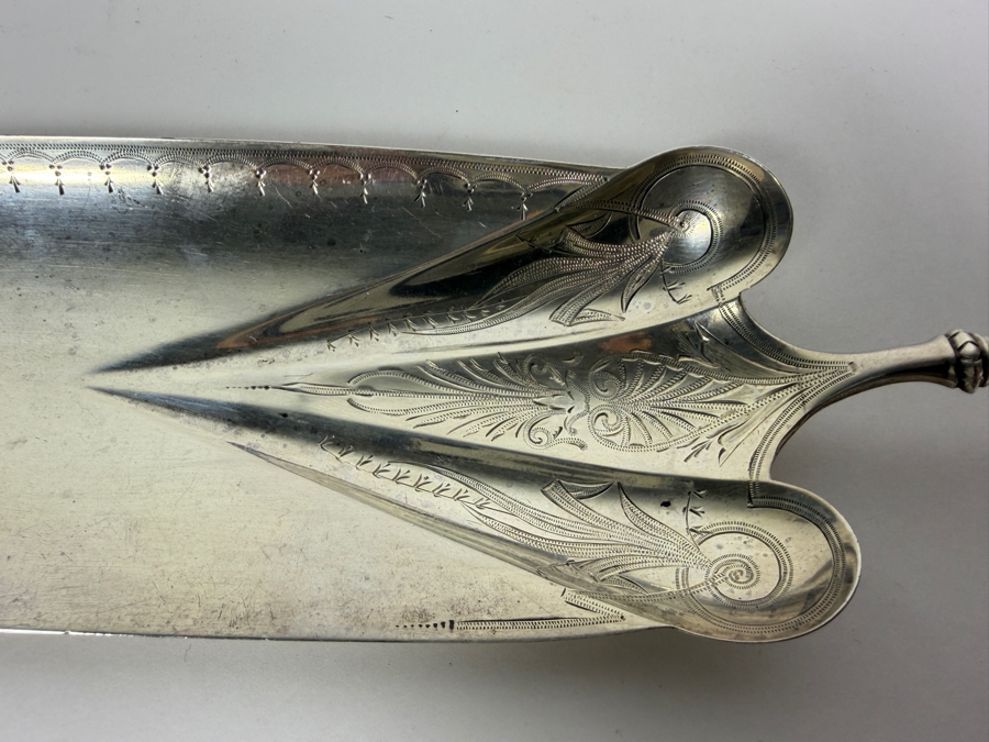 Antique Ornate Gorham Sterling Silver Cut Crumber Knife Lily Pattern 1870 11.5'L 95.9g ($217 Melt Value - Replacements Value $580) [Photo 3]