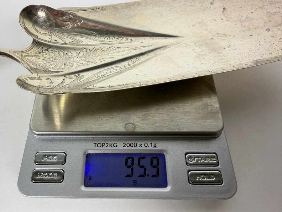 Antique Ornate Gorham Sterling Silver Cut Crumber Knife Lily Pattern 1870 11.5'L 95.9g ($217 Melt Value - Replacements Value $580) [Photo 7]