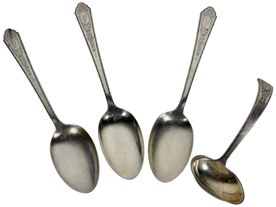(3) Sterling Silver Serving Spoons 8.75'L And (1) Sterling Silver Ladle 5.5'L 245.4g ($556 Melt Value)