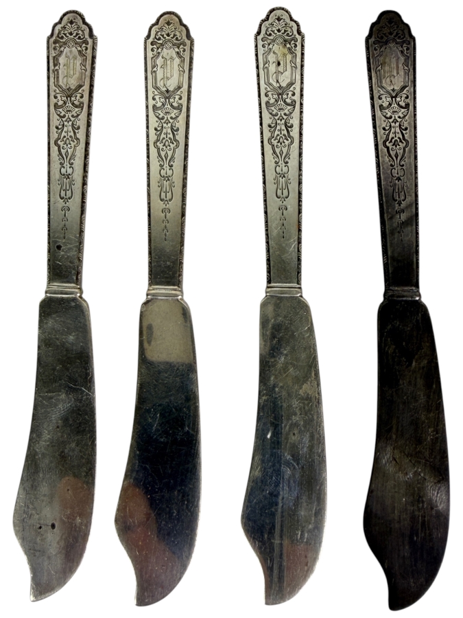 (4) Sterling Silver Butter Cheese Knives 5.75'L 109.8g ($249 Melt Value)