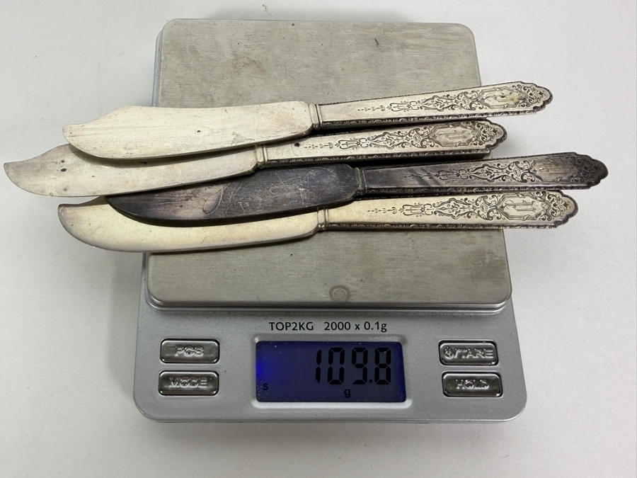(4) Sterling Silver Butter Cheese Knives 5.75'L 109.8g ($249 Melt Value) [Photo 5]