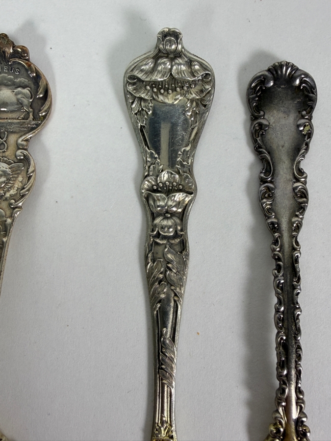 Ornate Sterling Silver Taurus April Zodiac Spoon 5'L, Butter Knife And (3) Berry Forks 61.1g ($138 Melt Value) [Photo 4]