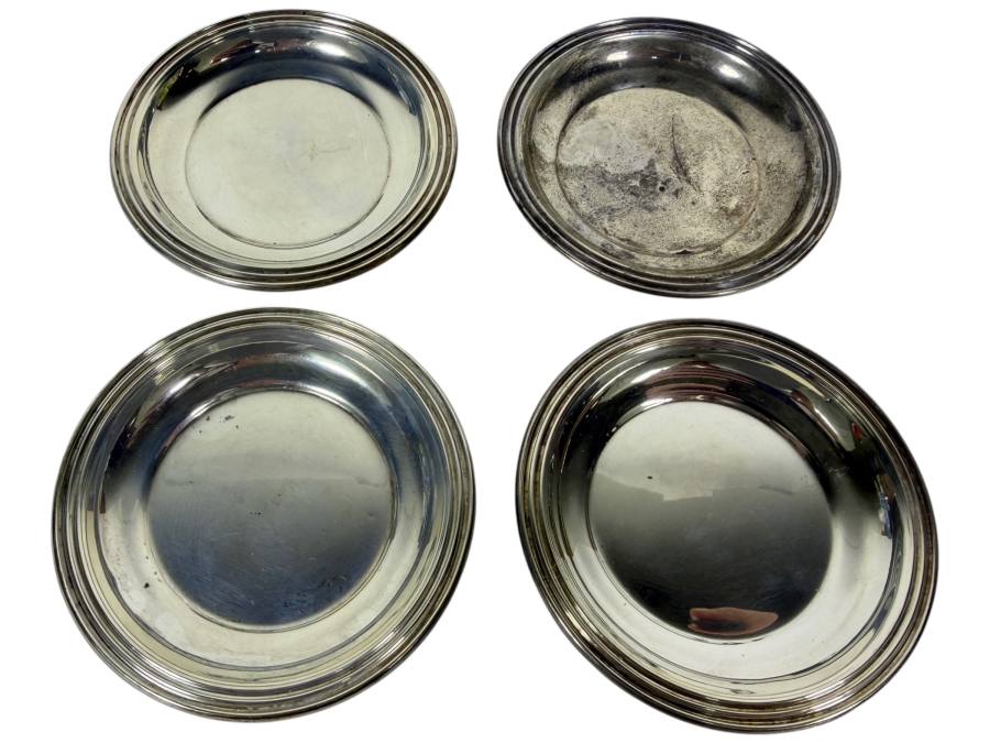 Set Of Four Sterling Silver Coasters 3.25'W 77.9g ($177 Melt Value)