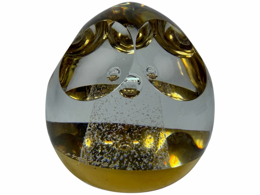 Vintage 1970s Orrefors Art Glass Paperweight Designed By Olle Alberius 3.5'H