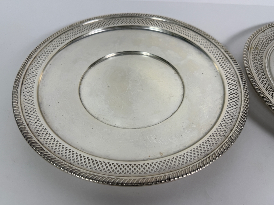 Pair Of Fisher Sterling Silver Reticulated Plates 9.75'W 453g ($1,026 Melt Value) [Photo 3]