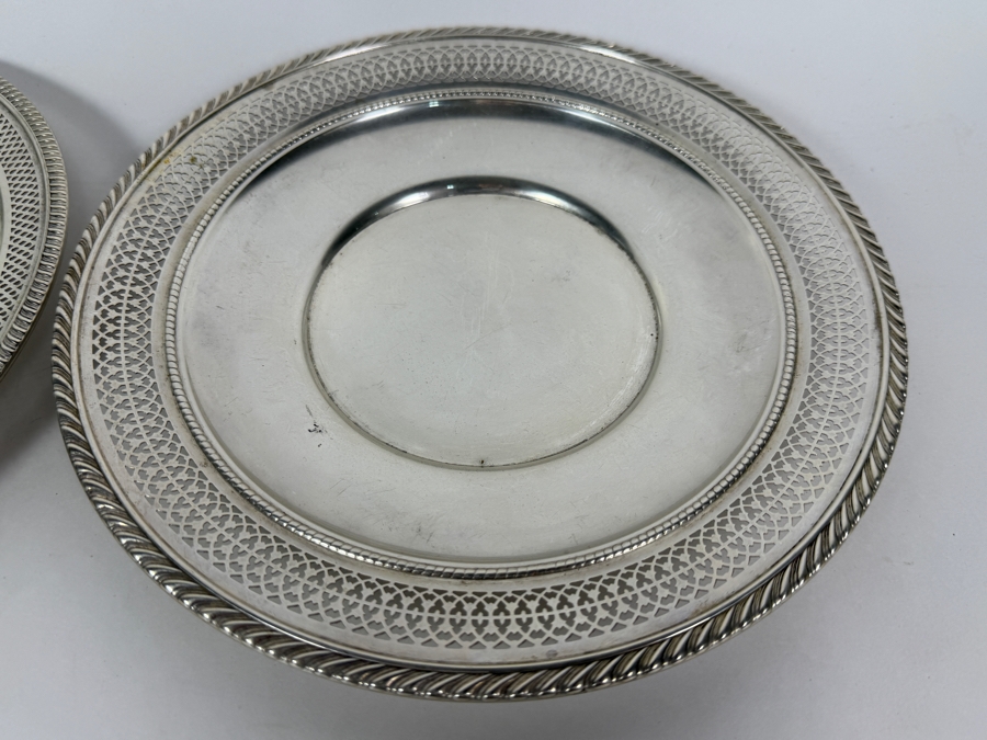 Pair Of Fisher Sterling Silver Reticulated Plates 9.75'W 453g ($1,026 Melt Value) [Photo 4]