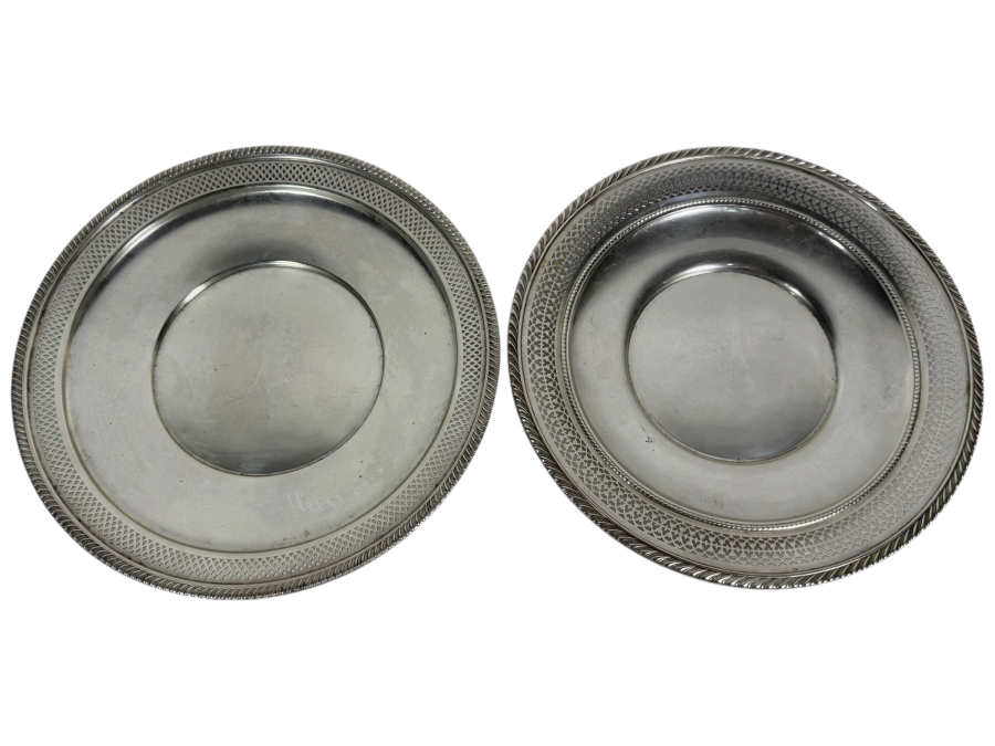 Pair Of Fisher Sterling Silver Reticulated Plates 9.75'W 453g ($1,026 Melt Value)