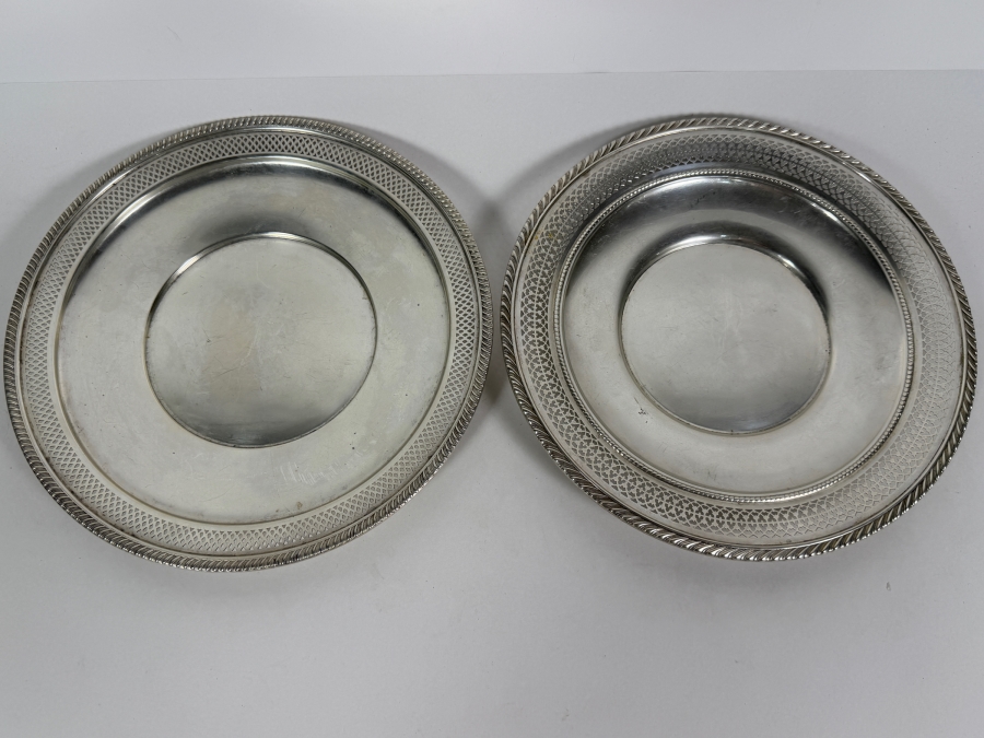 Pair Of Fisher Sterling Silver Reticulated Plates 9.75'W 453g ($1,026 Melt Value) [Photo 2]