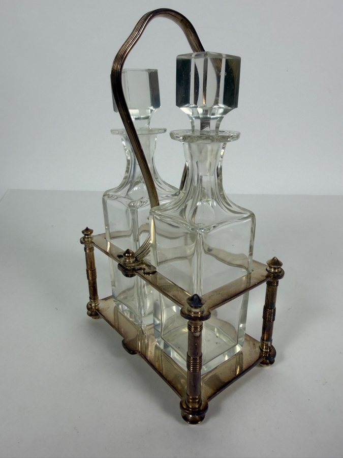 Christofle France Silverplate Cruet Set (One Bottle Has Slight Chip In Rim) 8.5H [Photo 2]