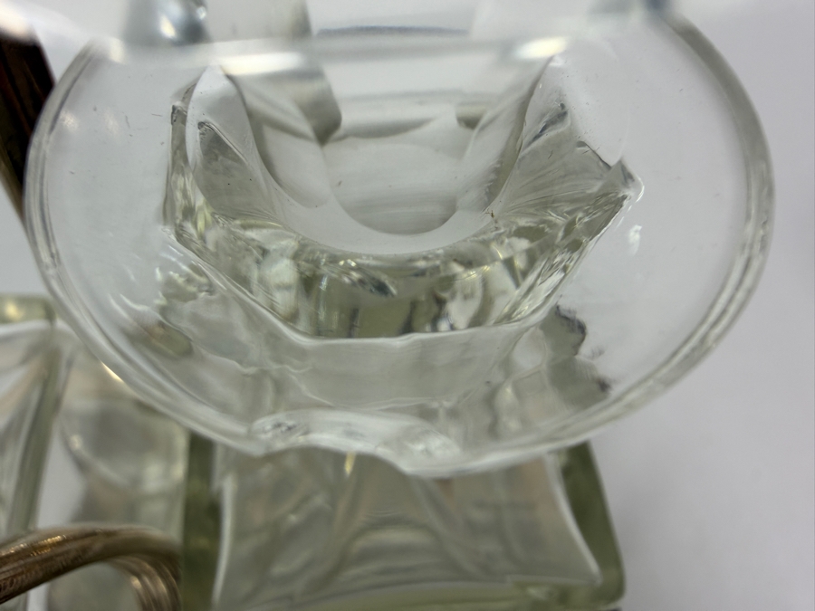 Christofle France Silverplate Cruet Set (One Bottle Has Slight Chip In Rim) 8.5H [Photo 7]