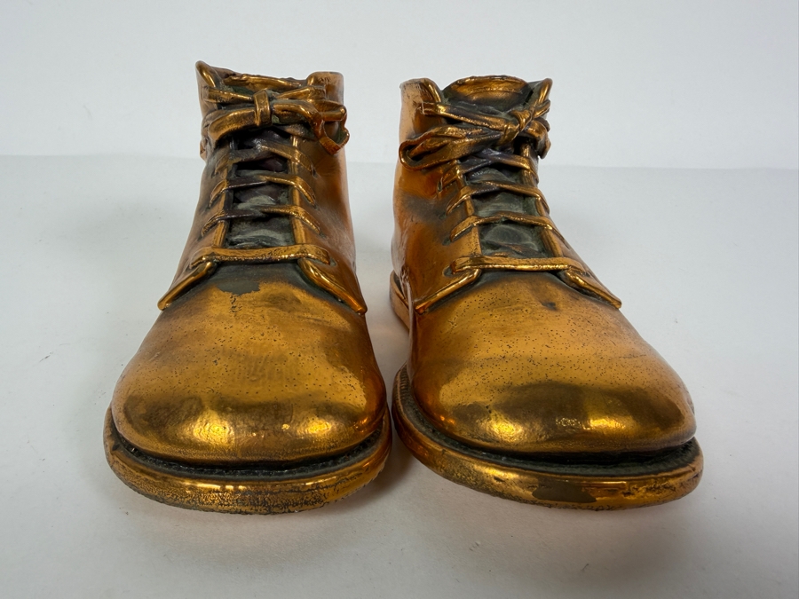 Vintage Bronzed Copper-Dipped Baby Shoes 6'L [Photo 2]